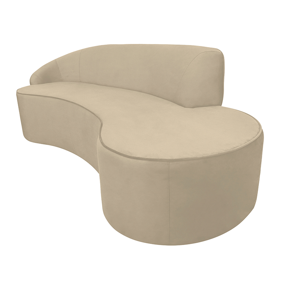 Sofá Decorativo 3 Lugares 210cm Abby Encosto Esquerdo Curvo Veludo Creme G15 - Gran Belo