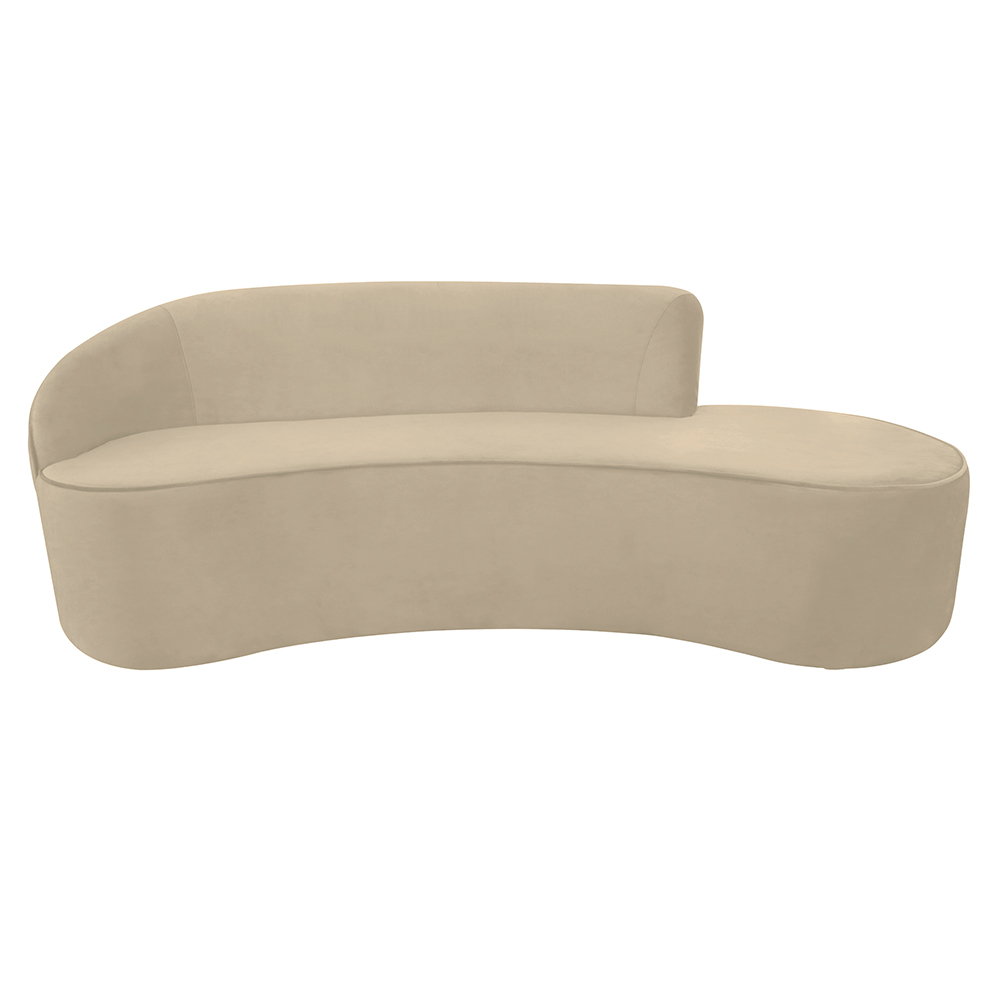 Sofá Decorativo 3 Lugares 210cm Abby Encosto Esquerdo Curvo Veludo Creme G15 - Gran Belo