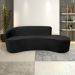 Sofá Decorativo 3 Lugares 210cm Abby Encosto Esquerdo Curvo Veludo Preto G15 - Gran Belo