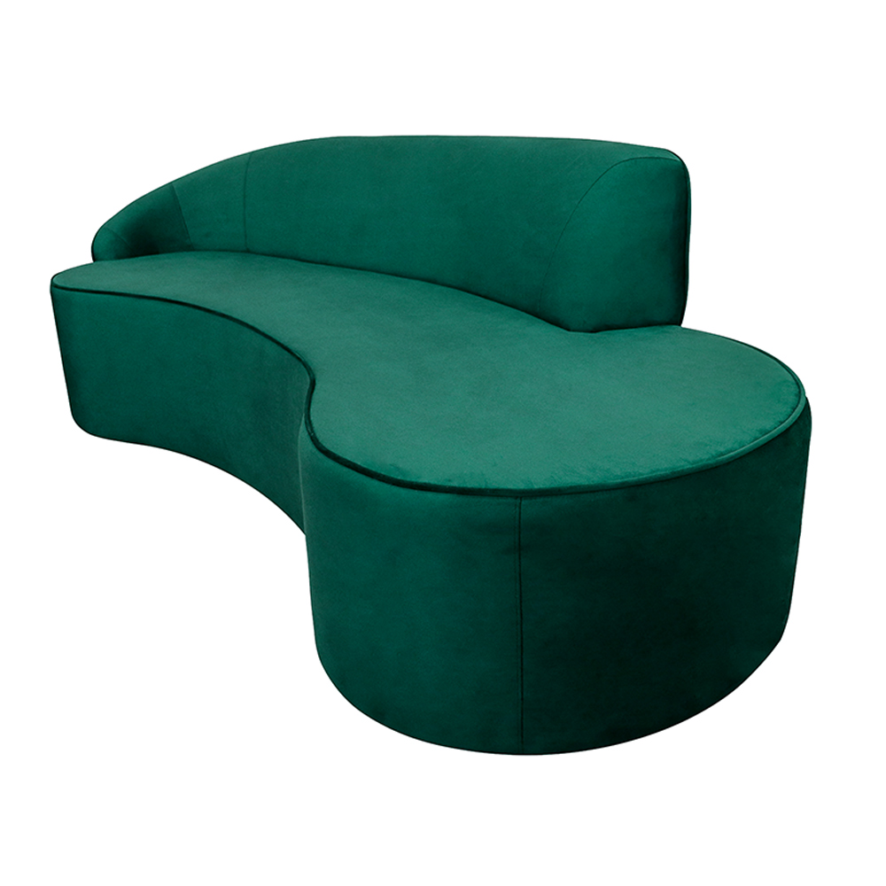 Sofá Decorativo 3 Lugares 210cm Abby Encosto Esquerdo Curvo Veludo Verde G15 - Gran Belo