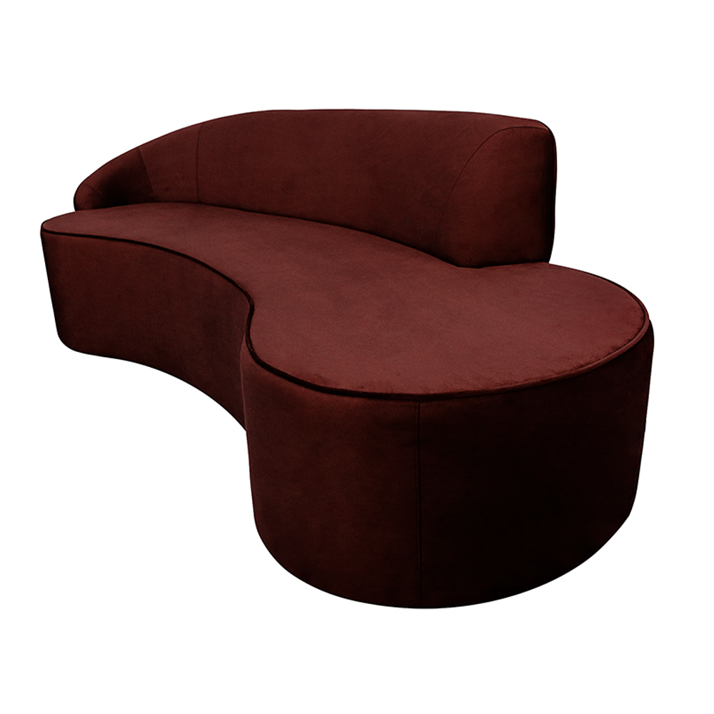 Sofá Decorativo 3 Lugares 210cm Abby Encosto Esquerdo Curvo Veludo Vinho G15 - Gran Belo
