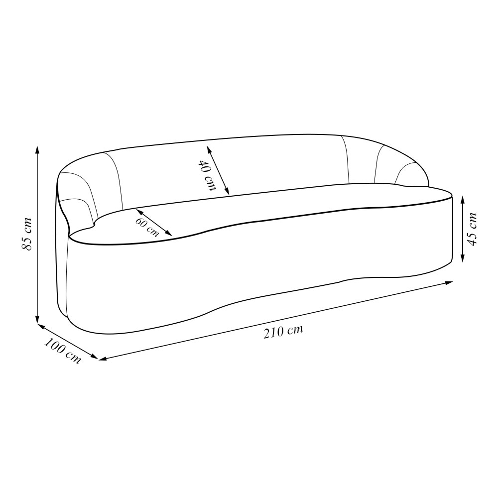 Sofá Decorativo 3 Lugares 210cm Joel Curvo com Encosto Linho Bege G15 - Gran Belo