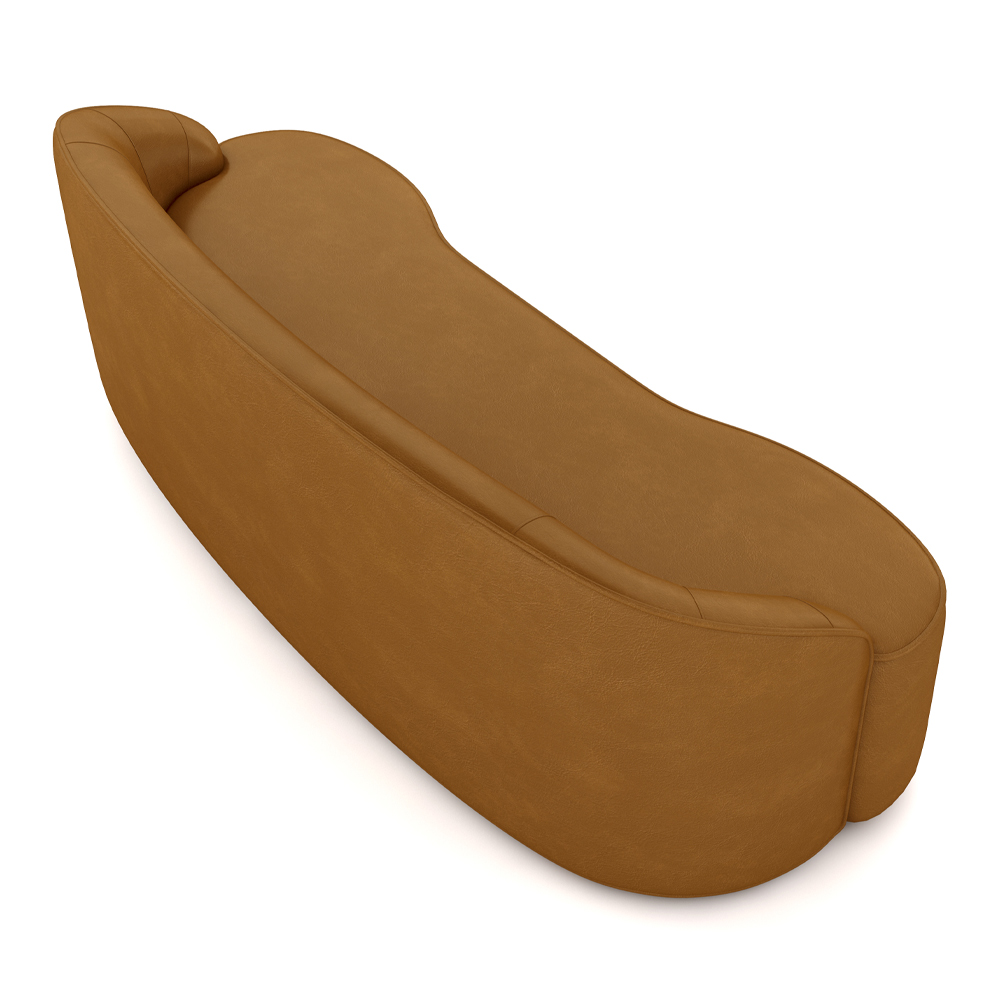Sofá Decorativo 3 Lugares 210cm Joel Curvo com Encosto PU Caramelo G15 - Gran Belo