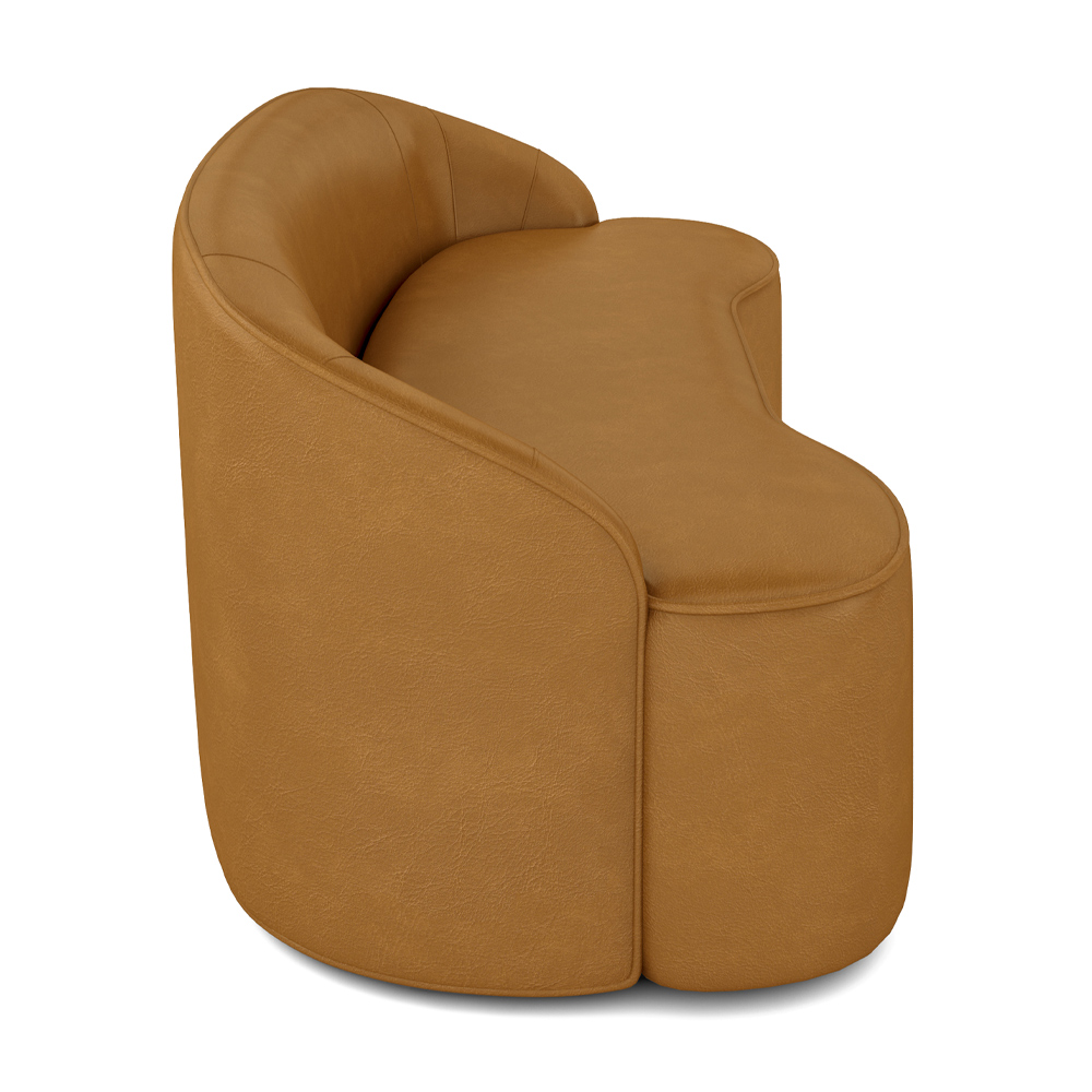 Sofá Decorativo 3 Lugares 210cm Joel Curvo com Encosto PU Caramelo G15 - Gran Belo