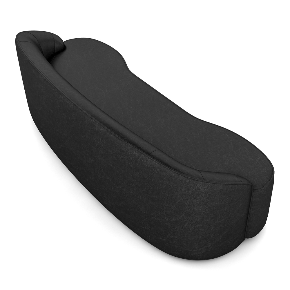 Sofá Decorativo 3 Lugares 210cm Joel Curvo com Encosto PU Preto G15 - Gran Belo