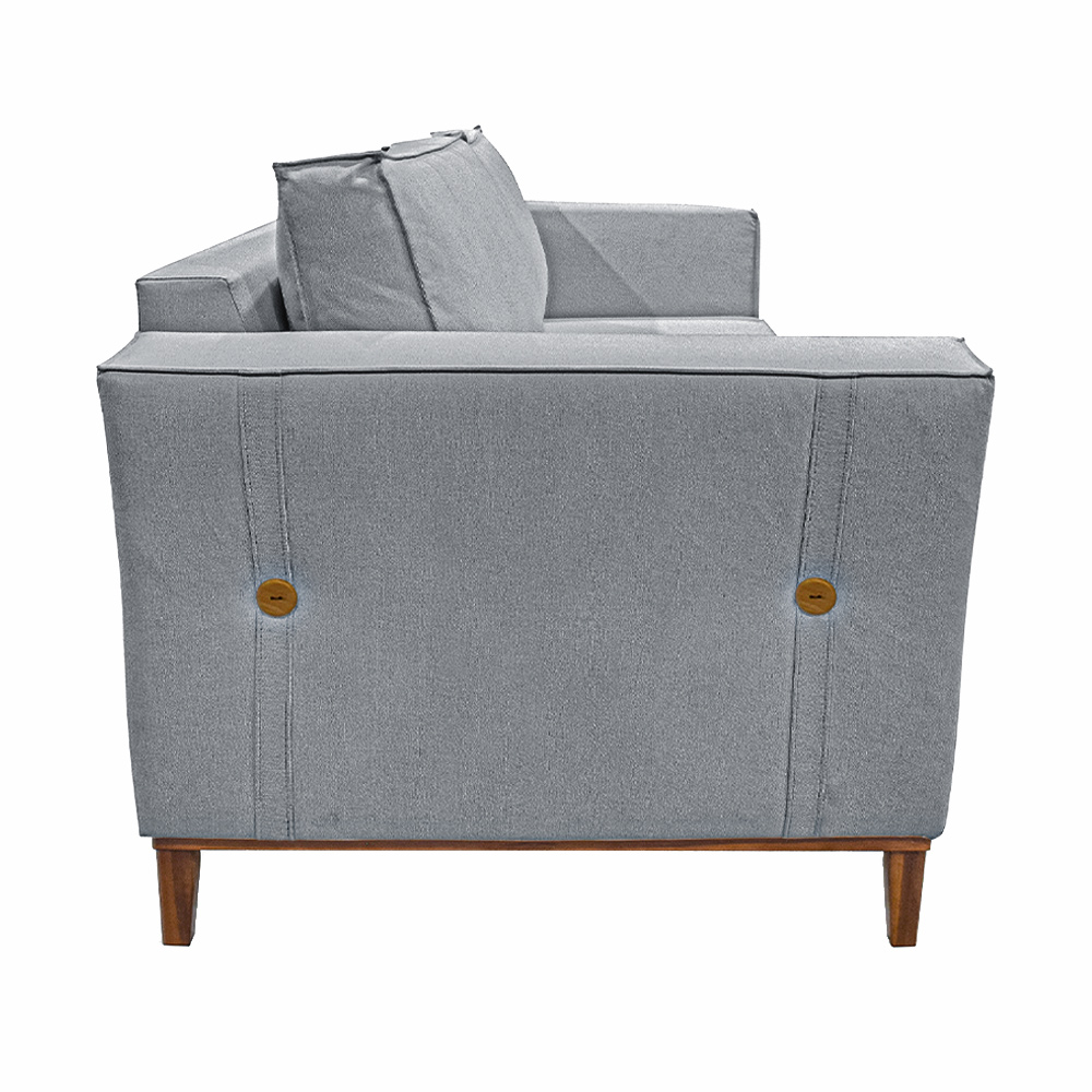 Sofá Decorativo 3 Lugares 210cm Pés em Madeira Tarantino Linho Cinza G63 - Gran Belo