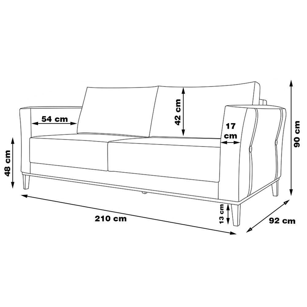 Sofá Decorativo 3 Lugares 210cm Pés em Madeira Tarantino Linho Off White Rústico G63 - Gran Belo