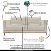 Sofá Decorativo 3 Lugares 210cm Pés em Madeira Tarantino Linho Off White Rústico G63 - Gran Belo