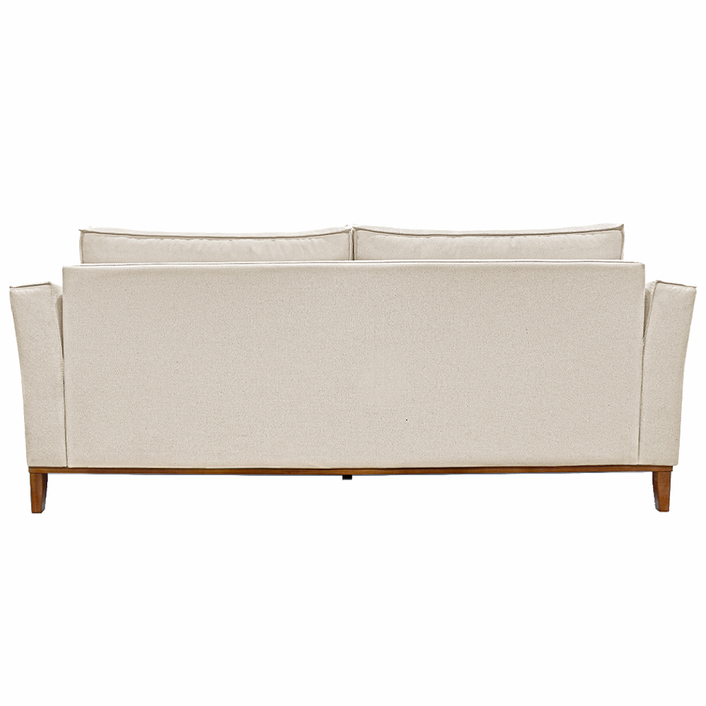 Sofá Decorativo 3 Lugares 210cm Pés em Madeira Tarantino Linho Pérola G63 - Gran Belo