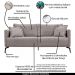 Sofá Decorativo 3 Lugares 220cm Pés em Aço Stagno Linho Areia Rústica G63 - Gran Belo