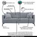 Sofá Decorativo 3 Lugares 220cm Pés em Aço Stagno Linho Cinza G63 - Gran Belo