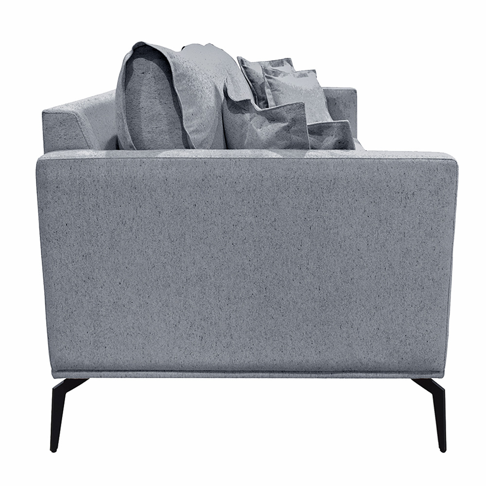 Sofá Decorativo 3 Lugares 220cm Pés em Aço Stagno Linho Cinza G63 - Gran Belo