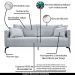 Sofá Decorativo 3 Lugares 220cm Pés em Aço Stagno Linho Cinza Rústico G63 - Gran Belo