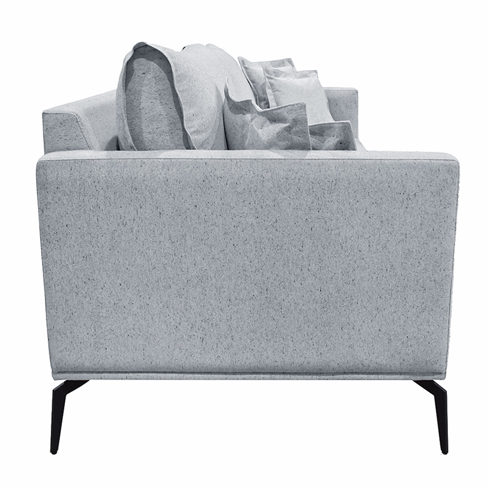 Sofá Decorativo 3 Lugares 220cm Pés em Aço Stagno Linho Cinza Rústico G63 - Gran Belo