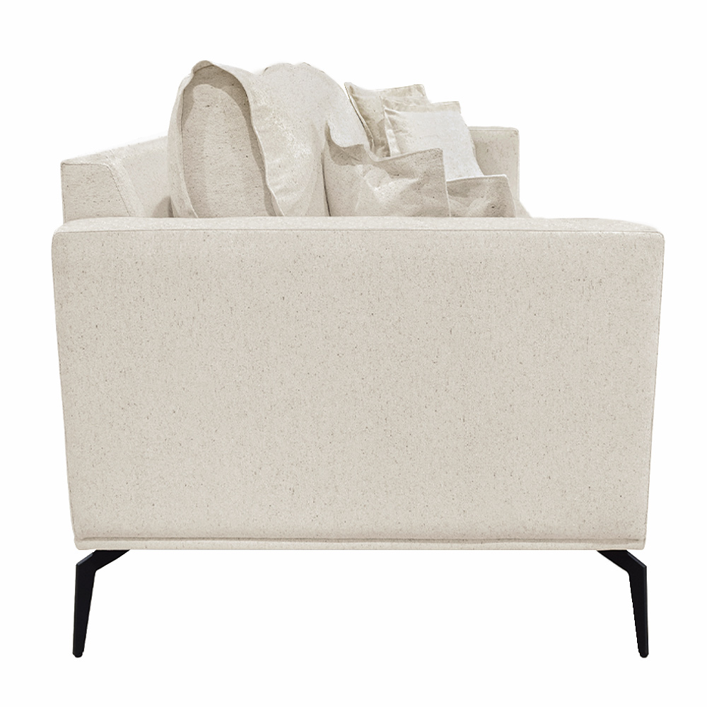 Sofá Decorativo 3 Lugares 220cm Pés em Aço Stagno Linho Pérola G63 - Gran Belo