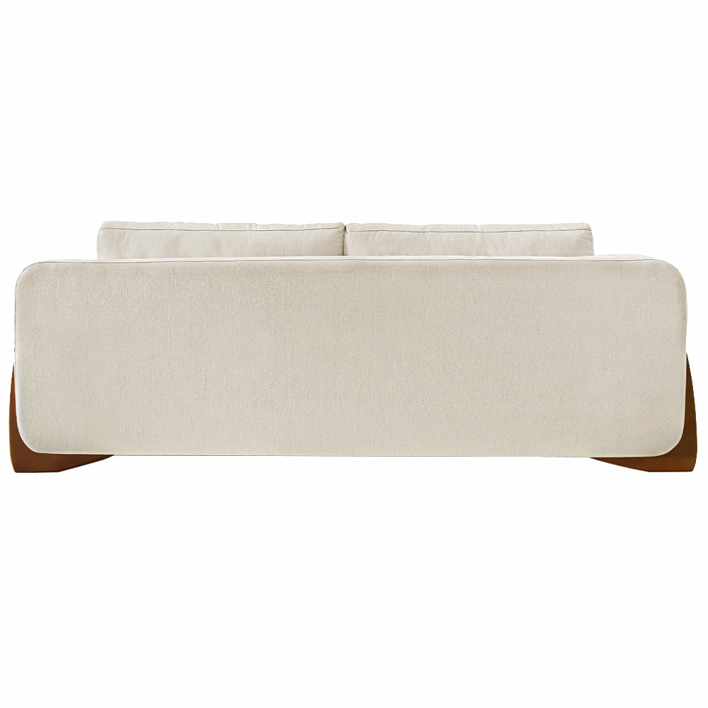 Sofá Decorativo 3 Lugares 220cm Pés em Madeira Buzz Linho Off White Rústico G63 - Gran Belo
