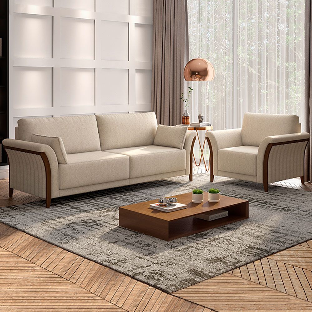 Sofá Decorativo 3 Lugares 222cm Market Linho Cru G45 - Gran Belo