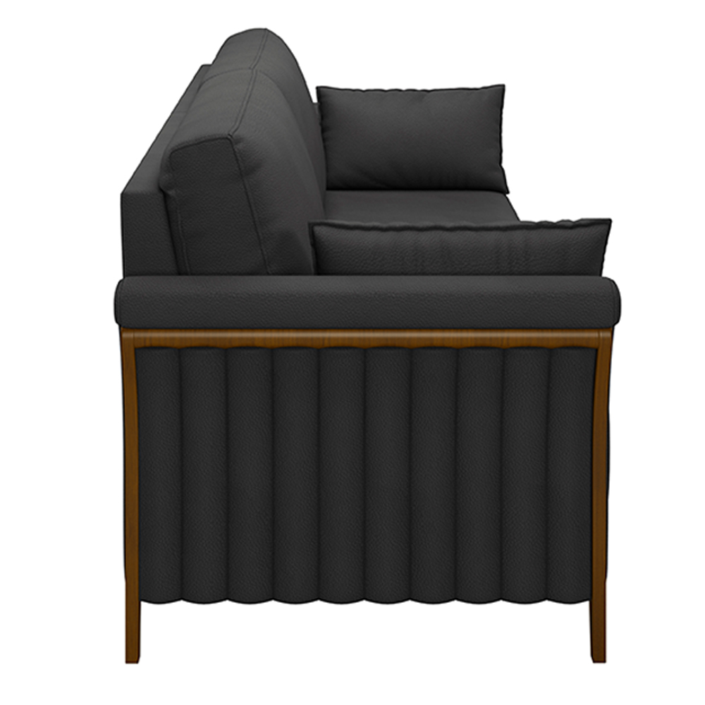 Sofá Decorativo 3 Lugares 222cm Market PU Preto G45 - Gran Belo