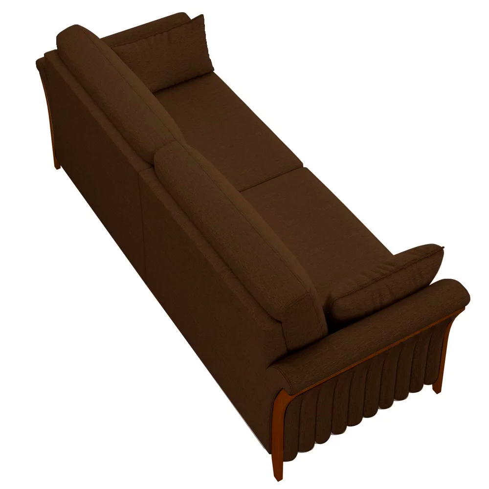 Sofá Decorativo 3 Lugares 222cm Market Veludo Marrom G45 - Gran Belo