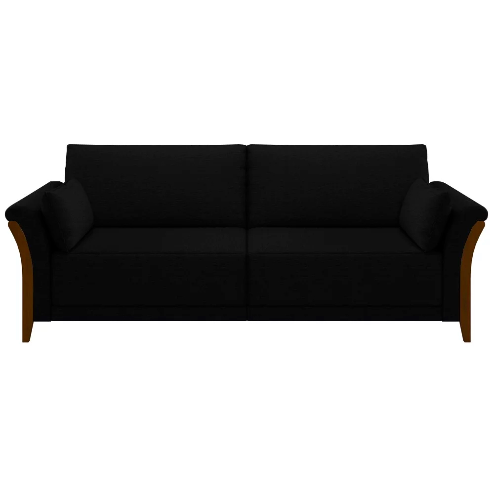 Sofá Decorativo 3 Lugares 222cm Market Veludo Preto G45 - Gran Belo