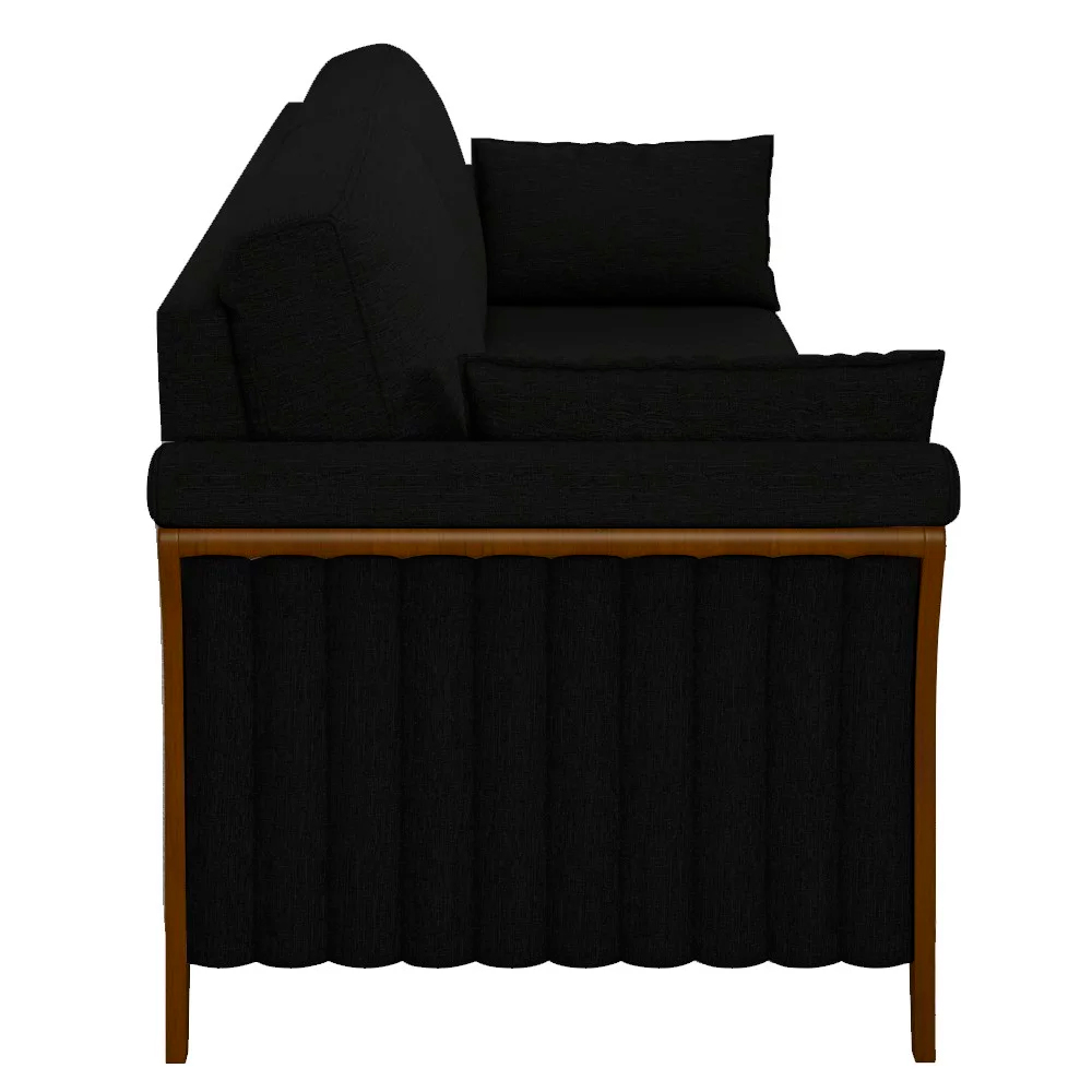 Sofá Decorativo 3 Lugares 222cm Market Veludo Preto G45 - Gran Belo