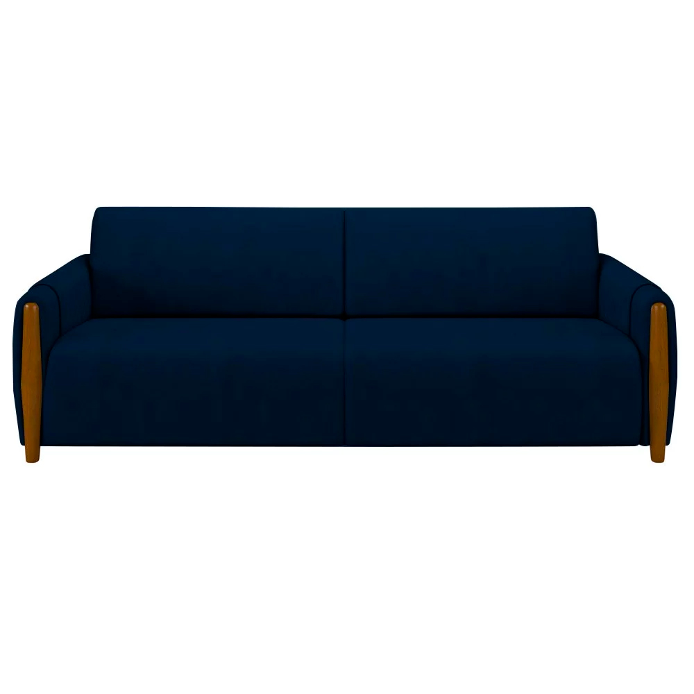 Sofá Decorativo 3 Lugares 223cm Maceió Veludo Azul Marinho G45 - Gran Belo