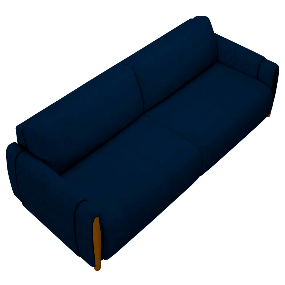 Sofá Decorativo 3 Lugares 223cm Maceió Veludo Azul Marinho G45 - Gran Belo