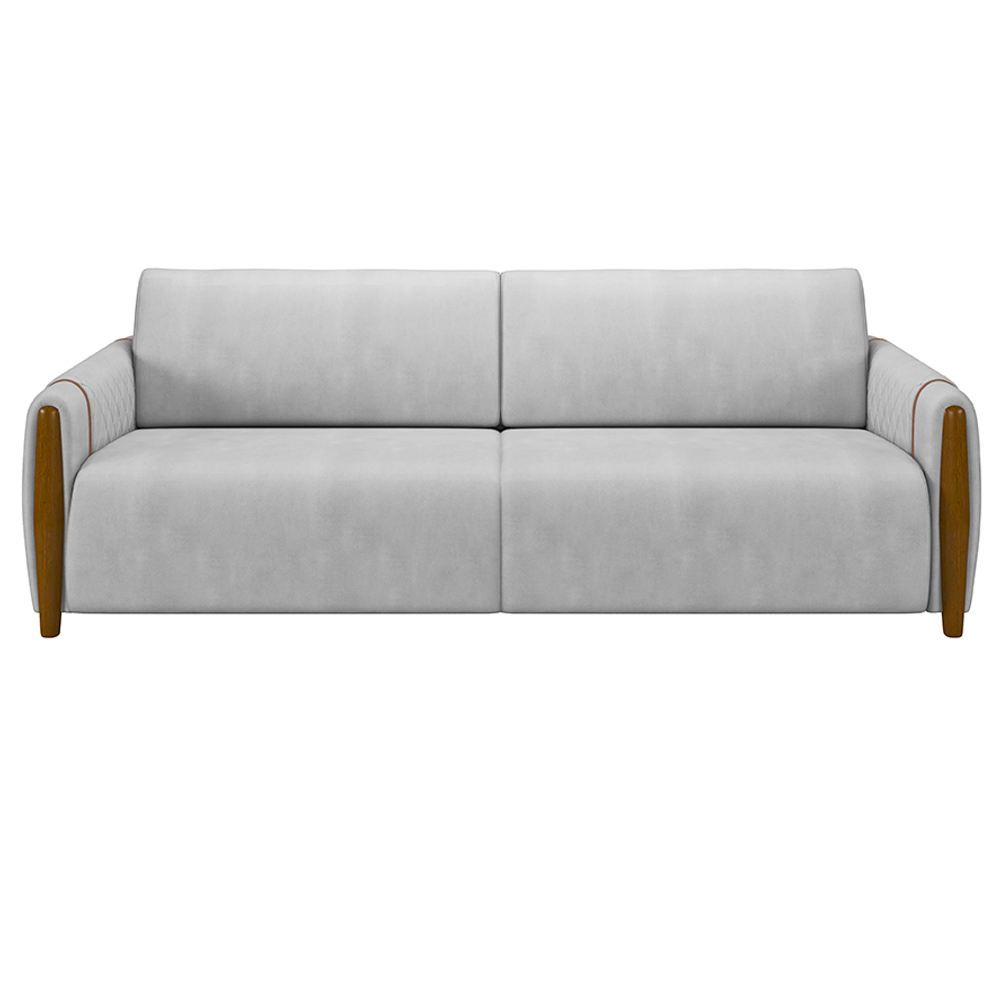 Sofá Decorativo 3 Lugares 223cm Maceió Veludo Cinza G45 - Gran Belo