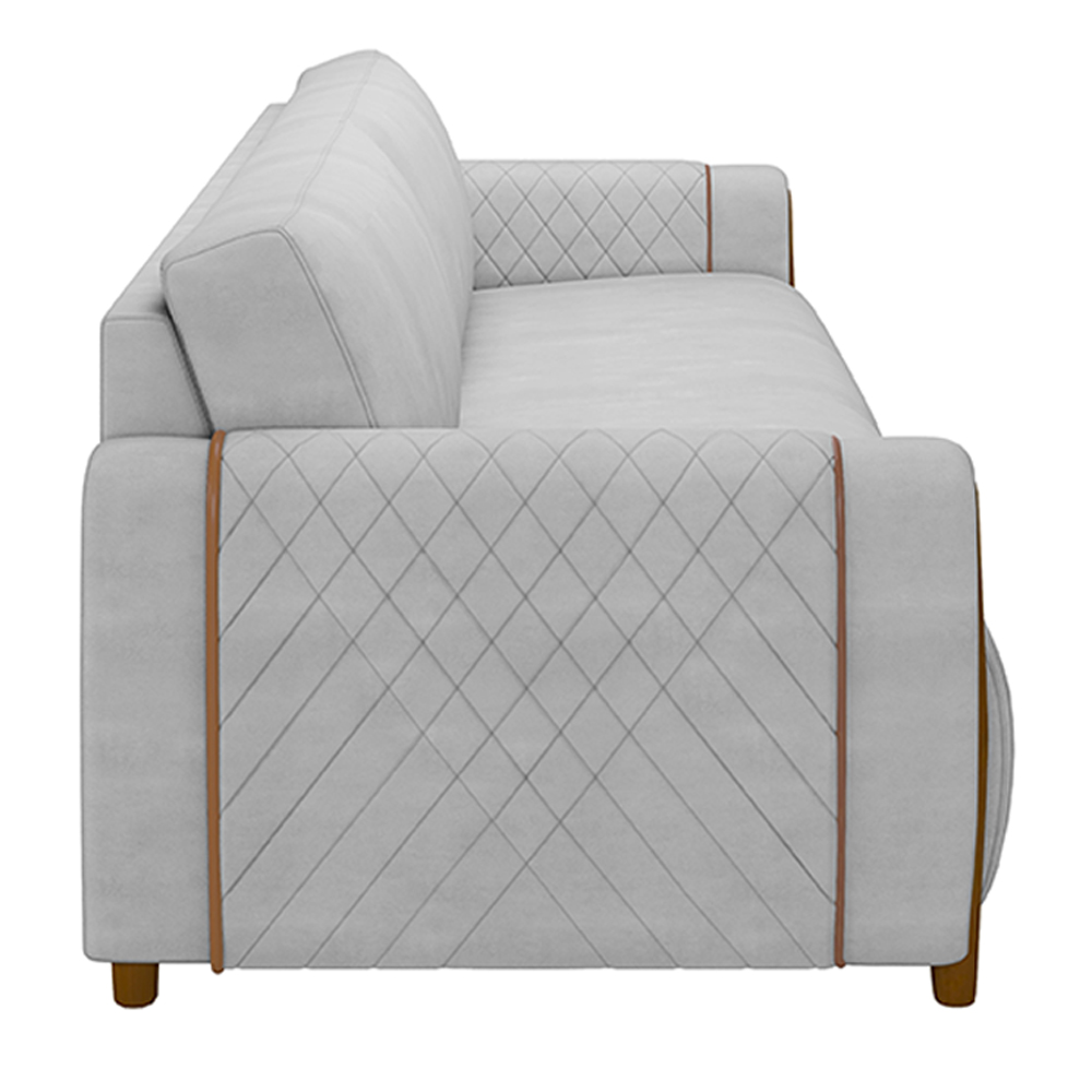 Sofá Decorativo 3 Lugares 223cm Maceió Veludo Cinza G45 - Gran Belo