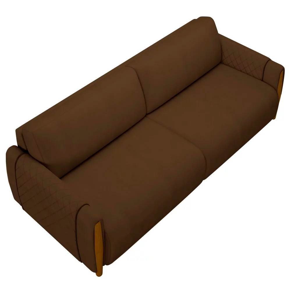 Sofá Decorativo 3 Lugares 223cm Maceió Veludo Marrom G45 - Gran Belo