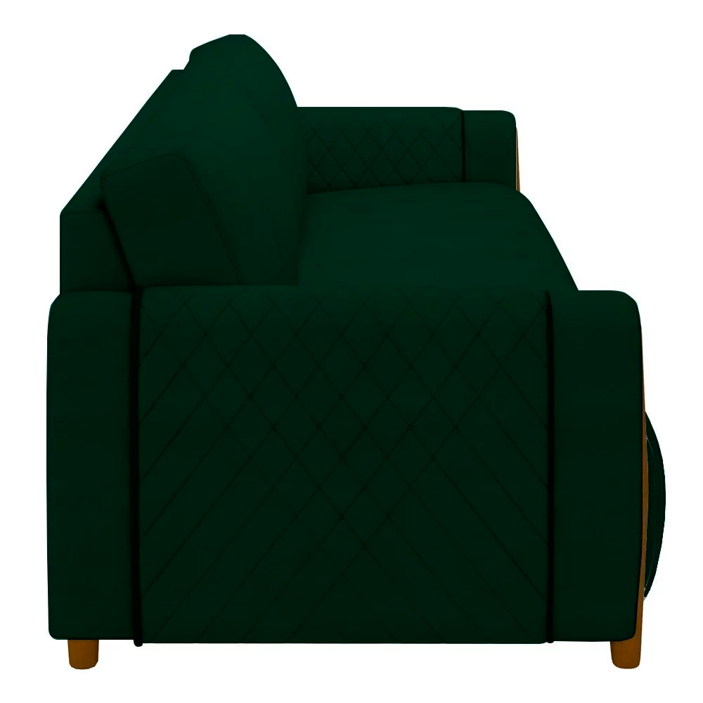 Sofá Decorativo 3 Lugares 223cm Maceió Veludo Verde G45 - Gran Belo