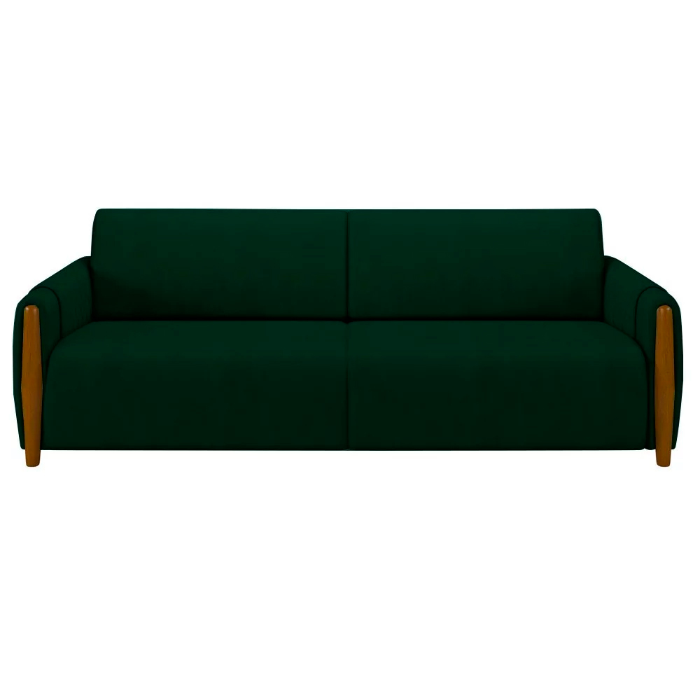 Sofá Decorativo 3 Lugares 223cm Maceió Veludo Verde G45 - Gran Belo