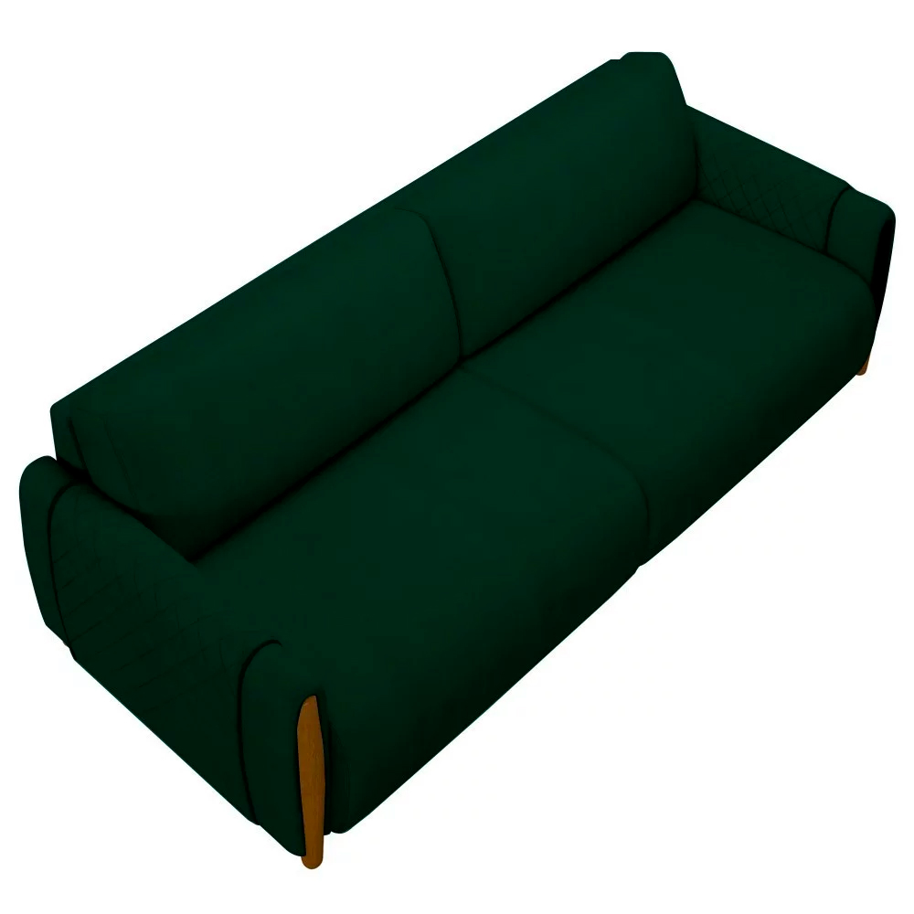 Sofá Decorativo 3 Lugares 223cm Maceió Veludo Verde G45 - Gran Belo