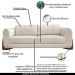 Sofá Decorativo 3 Lugares 230cm Pés em Madeira Buzz Linho Off White Rústico G63 - Gran Belo