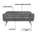 Sofá Decorativo 3 Lugares Pés Palito Cuddle Linho Cinza G17 - Gran Belo