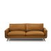 Sofá Decorativo 3 Lugares Paloma 223cm Sala de Estar Pés em Aço Couro Caramelo Manchado G88 - Gran Belo