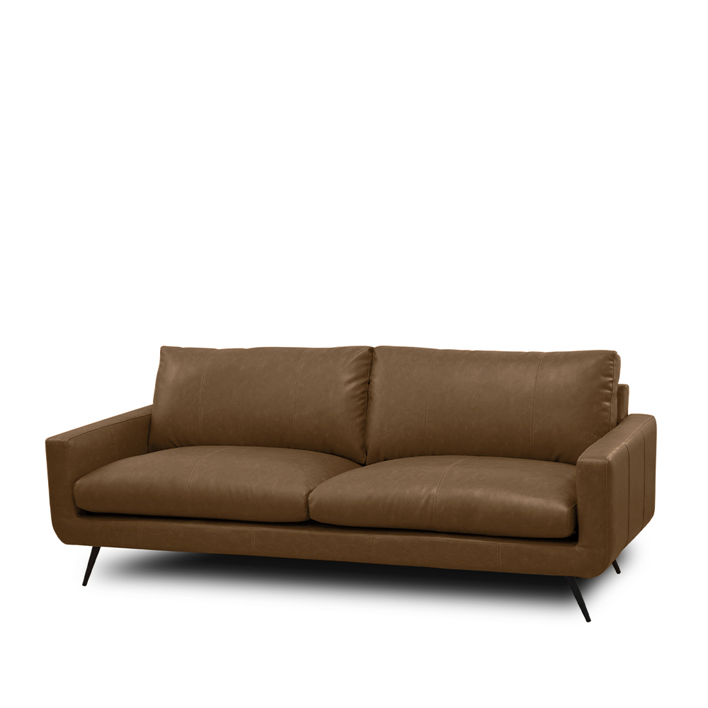 Sofá Decorativo 3 Lugares Paloma 223cm Sala de Estar Pés em Aço Couro Marrom Claro Manchado G88 - Gran Belo