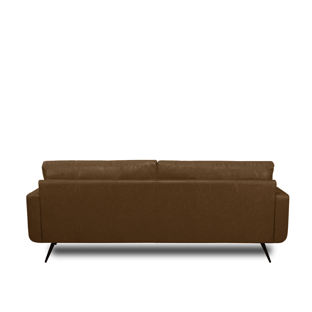 Sofá Decorativo 3 Lugares Paloma 223cm Sala de Estar Pés em Aço Couro Marrom Claro Manchado G88 - Gran Belo