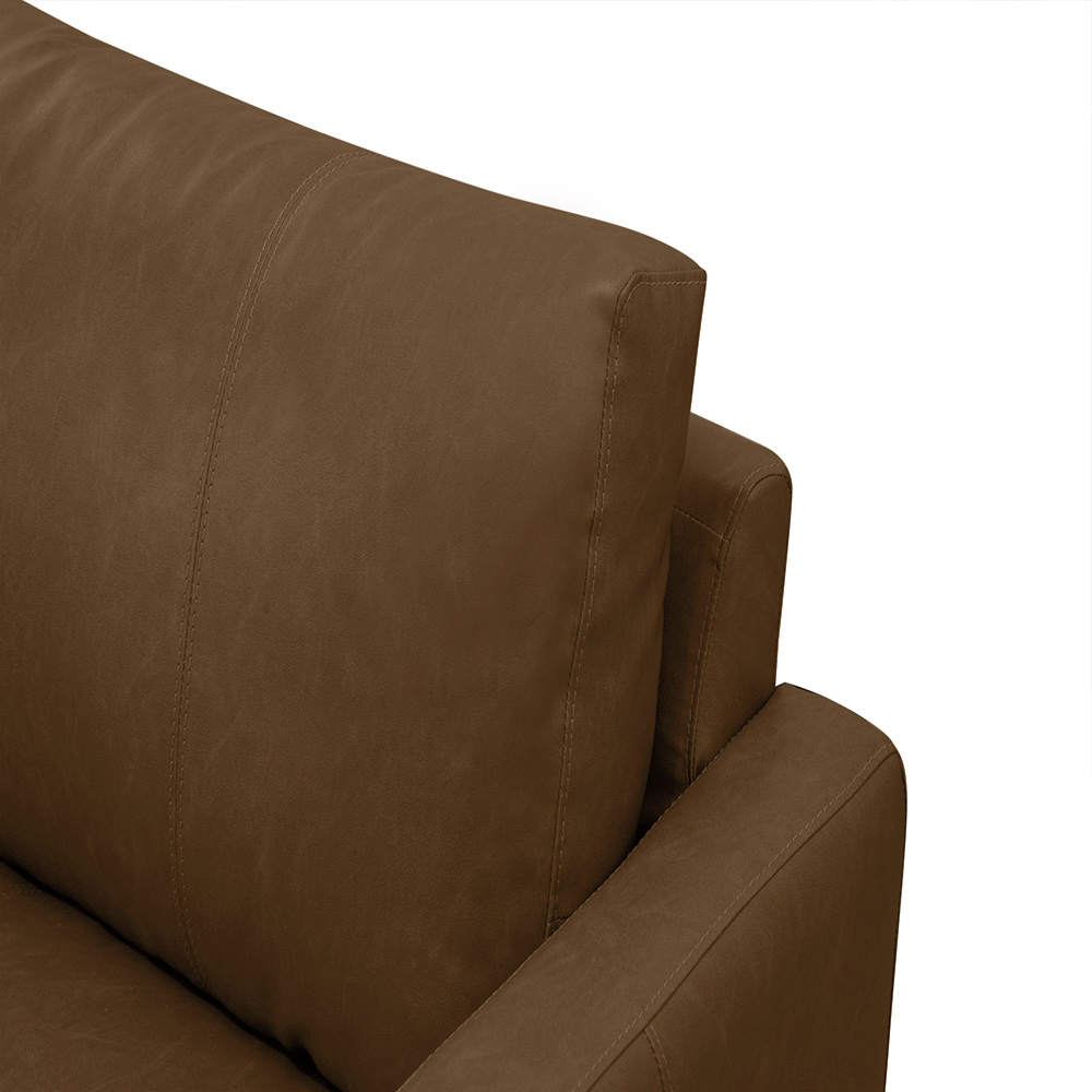 Sofá Decorativo 3 Lugares Paloma 223cm Sala de Estar Pés em Aço Couro Marrom Claro Manchado G88 - Gran Belo