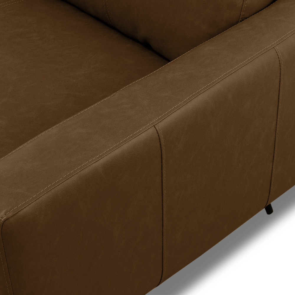 Sofá Decorativo 3 Lugares Paloma 223cm Sala de Estar Pés em Aço Couro Marrom Claro Manchado G88 - Gran Belo