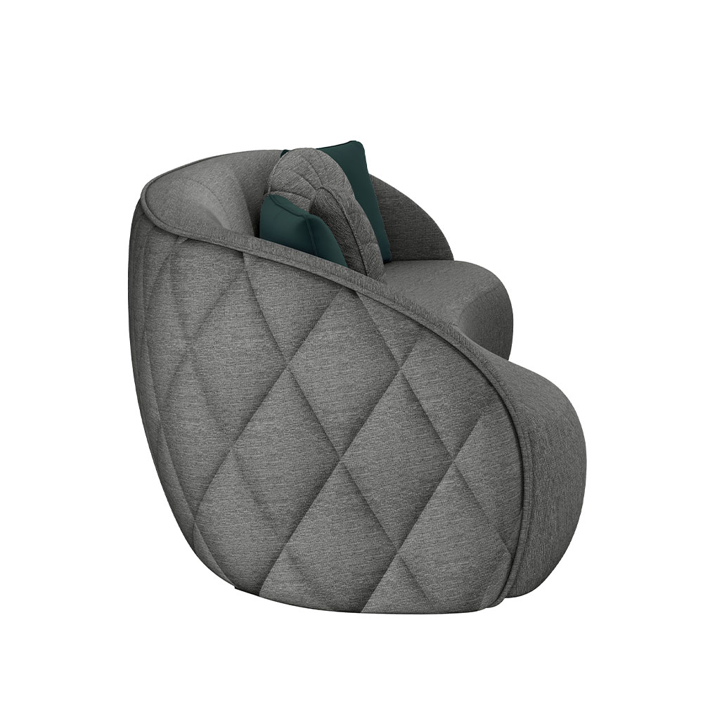 Sofá Decorativo 318cm com Almofadas Redondas Clarke Linho Chumbo G45 - Gran Belo