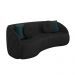 Sofá Decorativo 318cm com Almofadas Redondas Clarke PU Preto G45 - Gran Belo