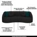 Sofá Decorativo 318cm com Almofadas Redondas Clarke PU Preto G45 - Gran Belo