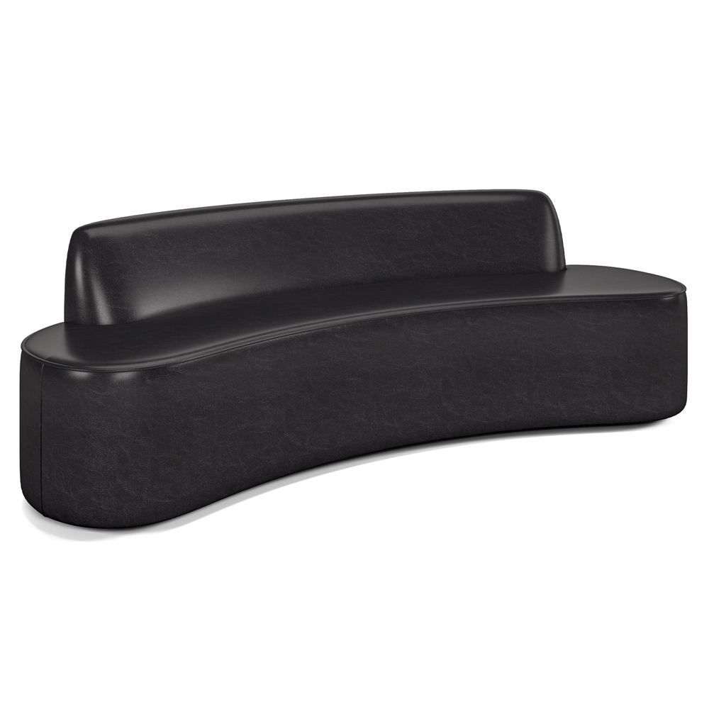 Sofá Decorativo 4 Lugares 260cm Bélgica Curvo PU Preto G15 - Gran Belo