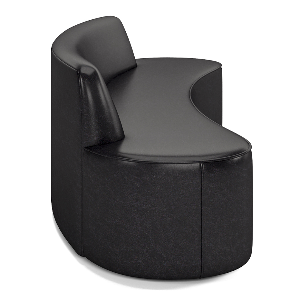 Sofá Decorativo 4 Lugares 260cm Bélgica Curvo PU Preto G15 - Gran Belo