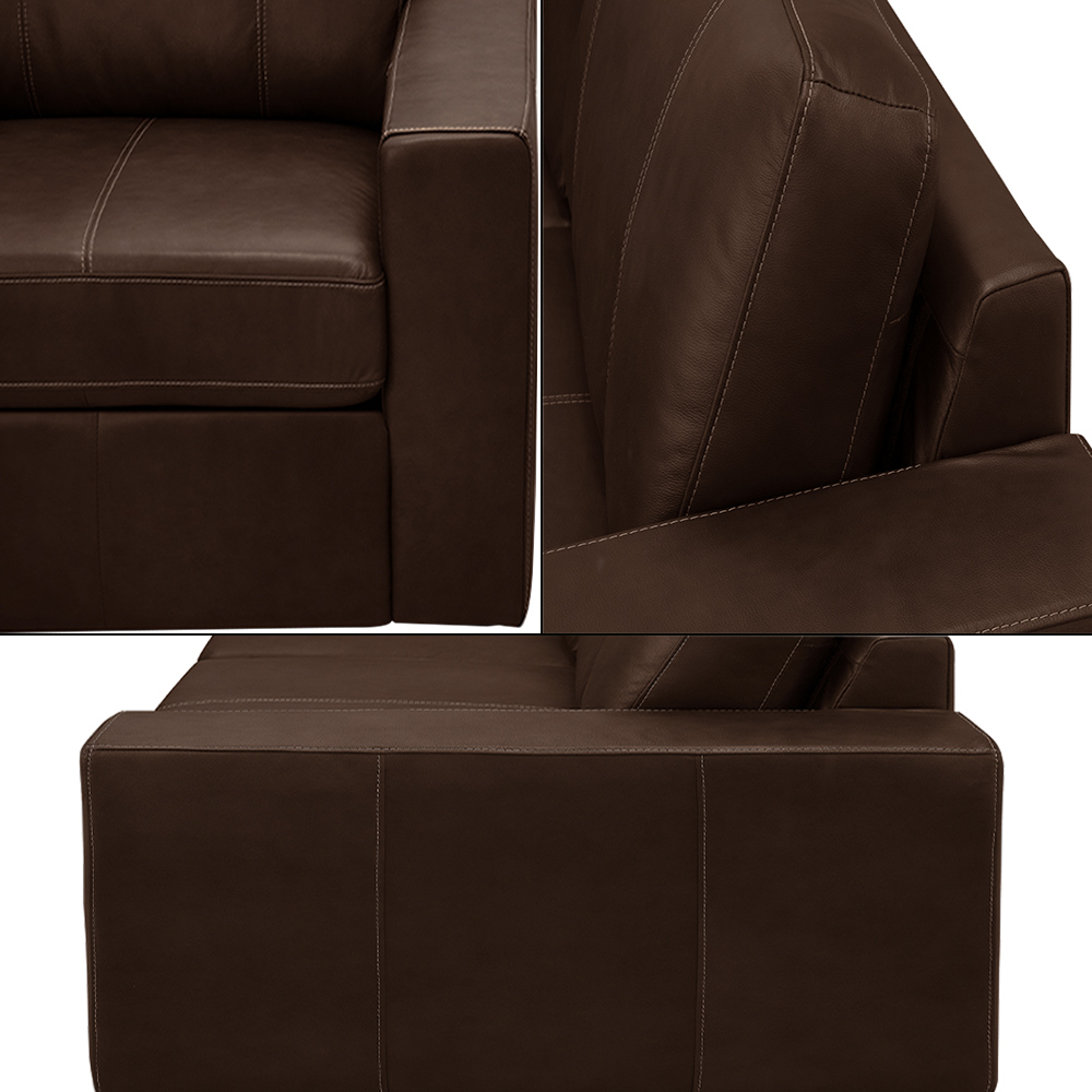 Sofá Decorativo Agatha 3 Lugares Sala de estar 235cm Pés em Madeira Couro Marrom Chocolate G88 - Gran Belo