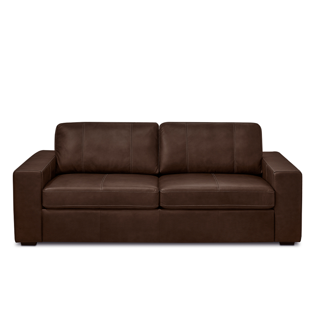Sofá Decorativo Agatha 3 Lugares Sala de estar 235cm Pés em Madeira Couro Marrom Chocolate G88 - Gran Belo