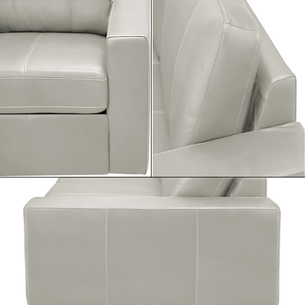 Sofá Decorativo Agatha 3 Lugares Sala de estar 235cm Pés em Madeira Couro Off White G88 - Gran Belo