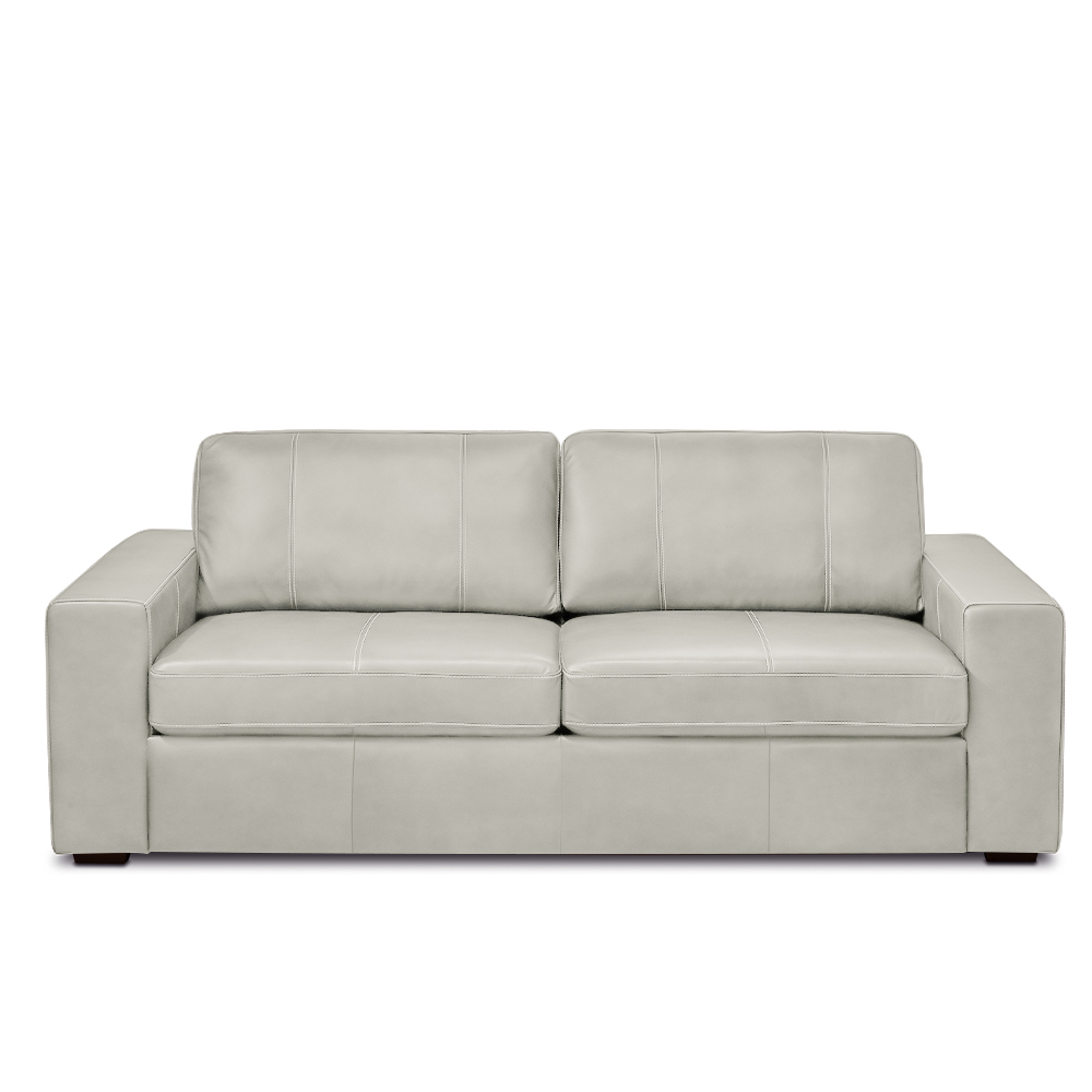 Sofá Decorativo Agatha 3 Lugares Sala de estar 235cm Pés em Madeira Couro Off White G88 - Gran Belo