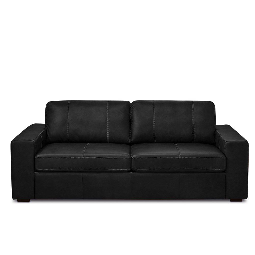 Sofá Decorativo Agatha 3 Lugares Sala de estar 235cm Pés em Madeira Couro Preto G88 - Gran Belo